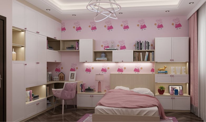 粉色公主兒童房